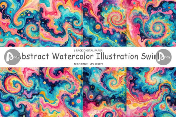 Download Digital Paper Abstract Watercolor Swirl - Abstract watercolor Collection