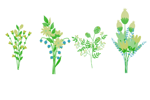 Download Set Art Flower Branch Design - Design Collection