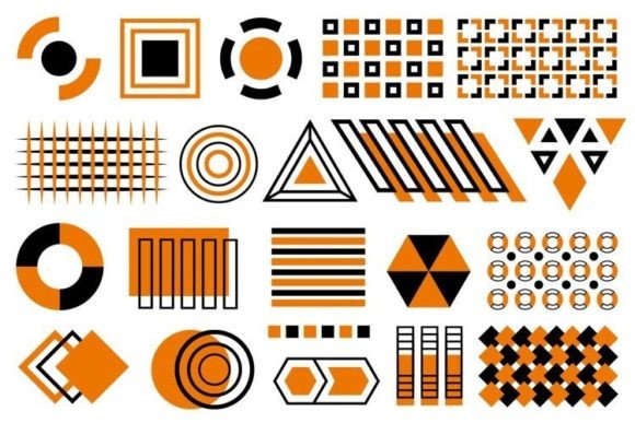 Download Black and Orange Memphis Set - Black Collection