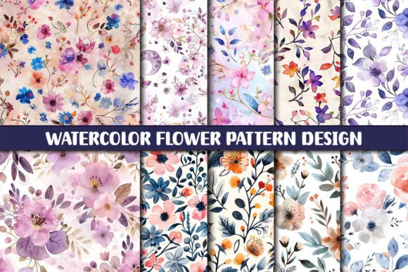 Download Watercolor Flower Pattern Design - Design Collection