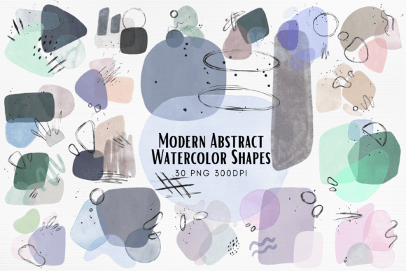 Download Modern Abstract Watercolor Shapes PNG - Abstract watercolor Collection
