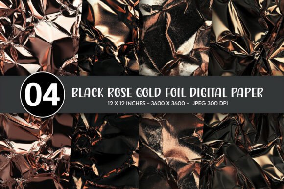 Download Black Rose Gold Foil Digital Paper - Black Collection