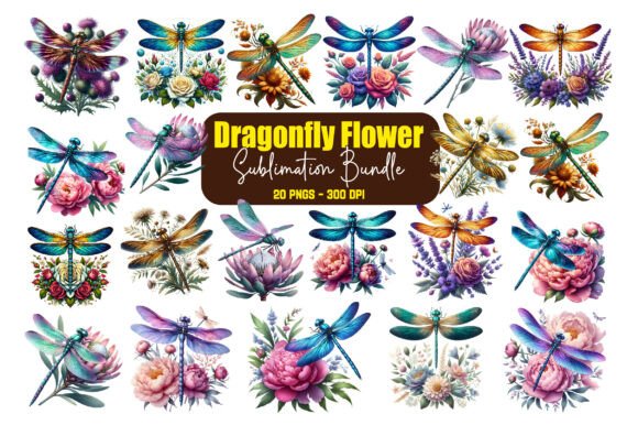 Download Dragonfly Flower Clipart Bundle - Flower clipart Collection