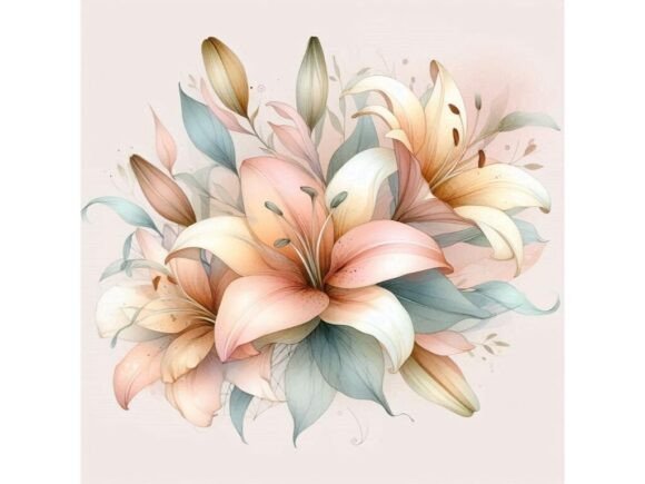 Download 🌸 Abstract Watercolor Lilies in Subtle - Abstract watercolor Collection