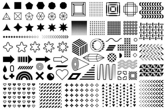 Download Black Memphis Set, Geometric Designs - Black Collection