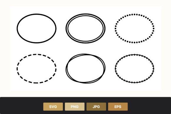 Download Oval Frame Borders Black Line Set - Black Collection