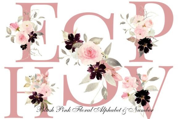 Download Blush Pink Floral Alphabet &amp; Number PNG - Floral alphabet Collection