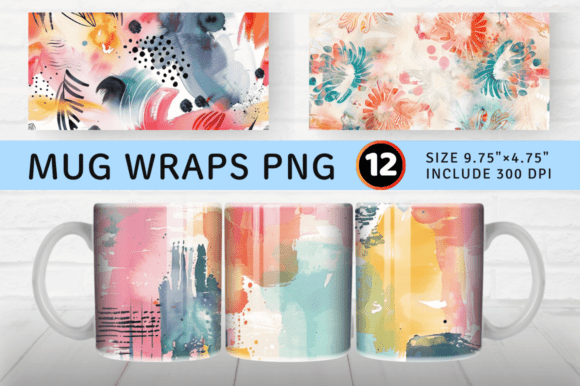 Download Abstract Watercolor Boho Mug Wrap Sublim - Abstract watercolor Collection