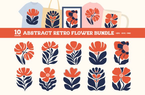 Download Abstract Retro Flower Clipart SVG Bundle - Flower clipart Collection
