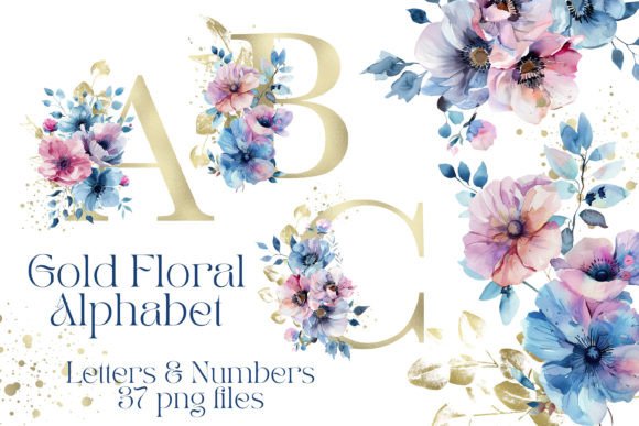 Download Gold Sublimation Floral Alphabet - Floral alphabet Collection