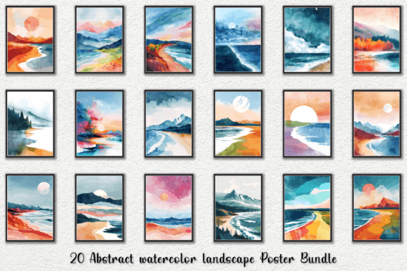 Download Abstract Watercolor Landscape Poster Set - Abstract watercolor Collection